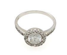 Vintage 925 Sterling Silver Cubic Zirconia Halo Cluster Ring
