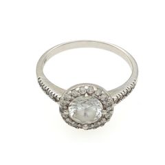 Vintage 925 Sterling Silver Cubic Zirconia Halo Cluster Ring