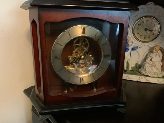 Clock, figures, Display Cabinet