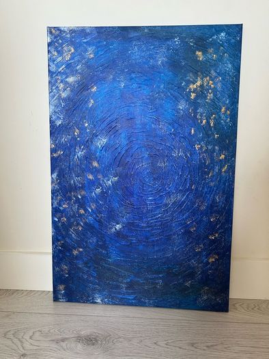 Blue textured painting