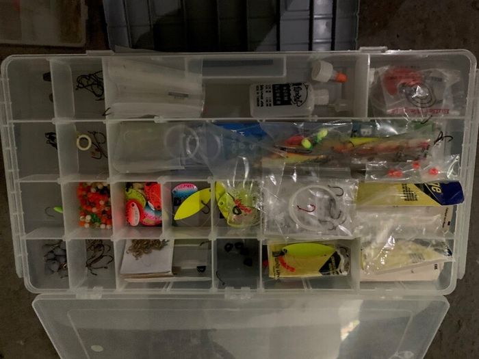Large Fishing Tackle Box Fully Loaded Over 60 Lures, Trays, Line and Terminal Tackle