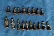 18 Vintage metal chess pieces