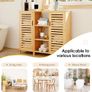 2-in-1 Modular Bamboo Bathroom Storage Cabinet | 3-Tier Open & Enclosed Shelving (2 Doors) Free-Standing Organizer for Bathroom, Kitchen, Living Room (100x33x87cm) Image 3