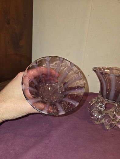 Pair of 1970's Jozefina Krosno Hand Blown Glass Bowl/Candle Holder