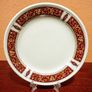 7 x Royal Doulton 'Steeelite' Plate 16,5 cm. Gold and Red Scroll Border Image 2