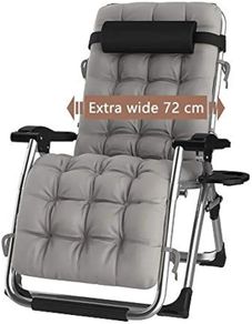 Sun Lounger Folding Zero Gravity Chairs Recliner For Beach Patio Garden Camping Outdoor Portable Home Lounge Chair Supports 200kg Black (color : With gray Cushions)