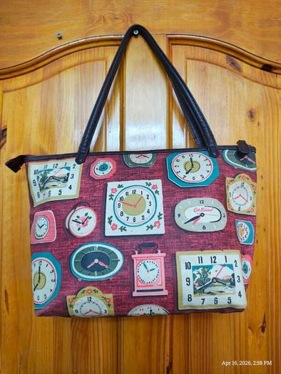 Vintage Cath Kidston Retro Clock Print Tote Bag