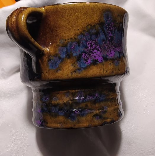 German Mid century unusual Glaze 2 handled ceramic