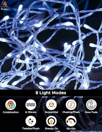 Icicle Lights Outdoor Christmas 2000 LED 60M Cool White Decorations String Fairy Lights with Timer for Xmas Garden & Party | Mains Powered Clear Cable