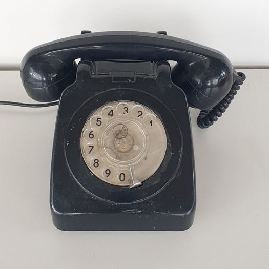 1970s black rotary dial telephone PROP