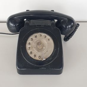 1970s black rotary dial telephone PROP
