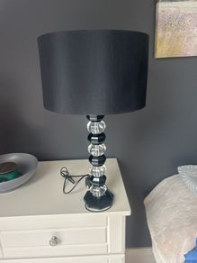 Black and clear glass lamp