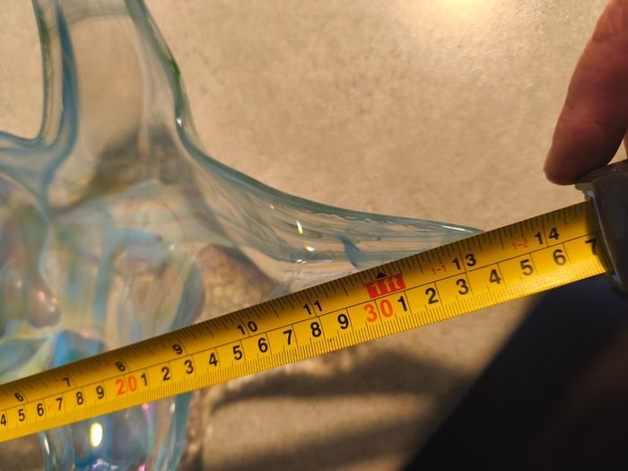 Glass Bowl Round Star Shaped Murano Art Deco Art Blue White