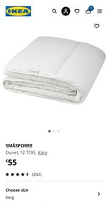 Ikea Smasporre Duvet, 12 Tog, King