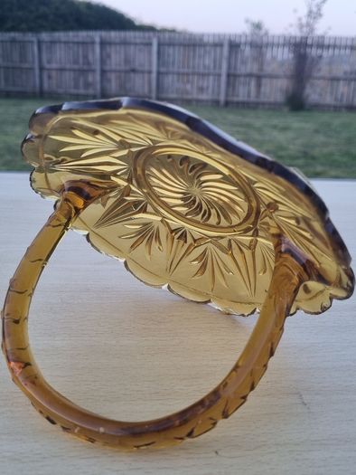 Art deco amber glass basket