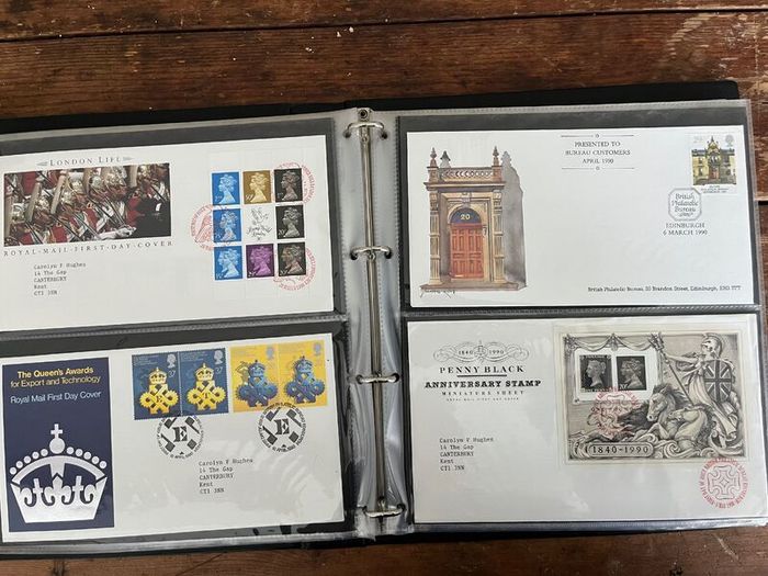 Collection of  74 UK First Day Cover stamps 1987 to 1992 in album plus 5 extra pages and book