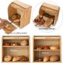2-Layer Bamboo Bread Bin, Roll-Top Bread Box with Removable Layer, Self Assembly Image 3