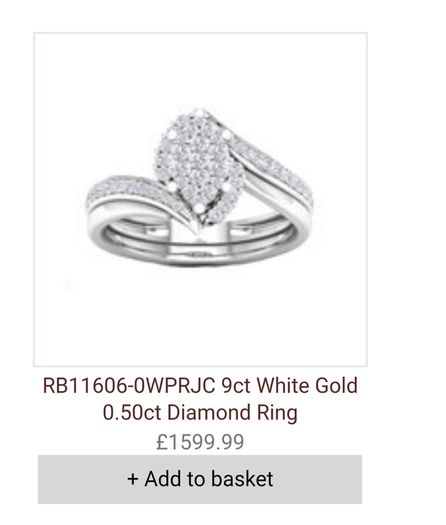 Adara 9ct White Gold 0.50ct Marquise Diamond Ring