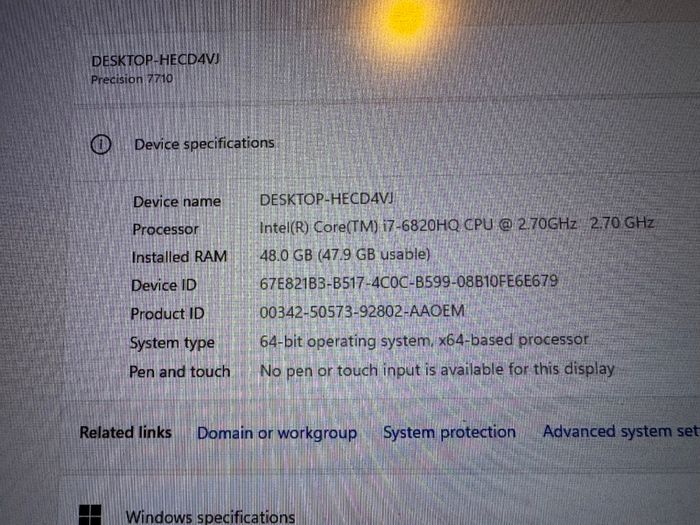 2016 Dell Precision 7710, Win-11 Pro, 48GB RAM.