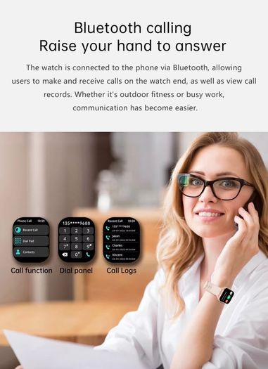 Fashion Smart Watch 1.83" Waterproof Fitness Heart Rate Tracker for Men/Women