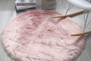 MULTIPLE SIZES AVAILABLE Round Shaggy Rugs Faux Fur Rug Soft Bedroom Rugs Woolen Floor Carpet Mats, Pink/Diam 20 inch