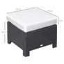 Footstool Wicker Ottoman with Padded Seat Cushion Outdoor Patio Furniture for Garden Poolside Living Room, 50 x 50 x 35 cm, Black Image 2