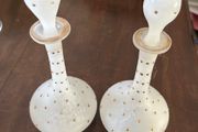PAIR Antique French Jeweled Opaline Glass