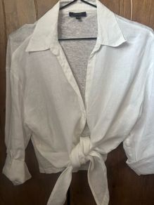 massimo dutti 3/4 sleeve linen shirt