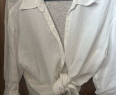 massimo dutti 3/4 sleeve linen shirt