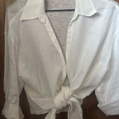 massimo dutti 3/4 sleeve linen shirt