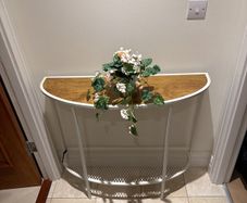 Modern Half-Moon Console Table + FREE Flower Pot