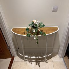 Modern Half-Moon Console Table + FREE Flower Pot