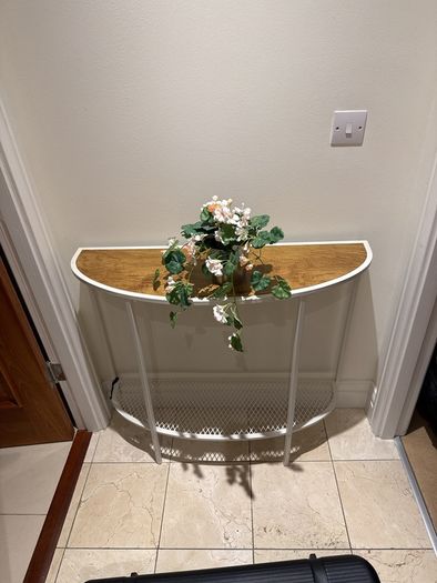 Modern Half-Moon Console Table + FREE Flower Pot
