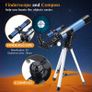 Telescope for Kids Astronomy 40/400mm Portable Astronomical Telescopes Refractor with Finder Scope Compass and Tripod as Gifts Image 2