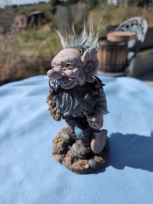 20cm Folklore Troll Figurine with Pipe & Staff