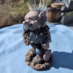 20cm Folklore Troll Figurine with Pipe & Staff