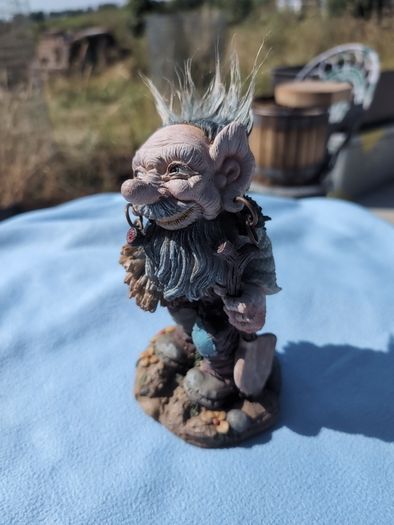 20cm Folklore Troll Figurine with Pipe & Staff