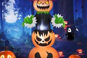 SEASONAL SALE 6 FT Halloween Inflatables Pumpkin, Halloween Inflatable Pumpkin Stack Blow Up Halloween Decoration Jack-o-Lantern with Witch Hat Build-in LEDs for Holiday Party Yard Garden Lawn