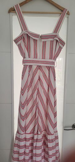 KARL LAGERFIELD Paris striped nautrical belted midi with gold tone button Sz 8 US (Fit 12UK) - Rrp 335 (New)