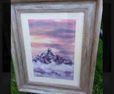 Acrylic snow cap mountain painting