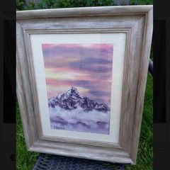 Acrylic snow cap mountain painting