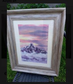 Acrylic snow cap mountain painting