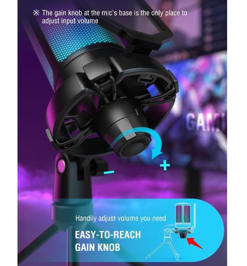 FIFINE AmpliGame A6V RGB USB Gaming Microphone USB Condenser Mic for PC, PS5.