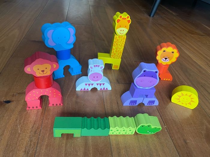 Wild Animal Wooden Blocks Set - 30 Pieces