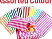 job lot of 1000 pcs candy gift bags any colour stripe sweet bag ideal for candy wedding parties candy cart shop small retails gift SIZE 5x7 inches