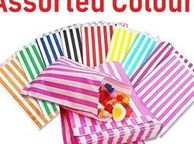 main image for ad job lot of 1000 pcs candy gift bags any colour stripe sweet bag ideal for candy wedding parties candy cart shop small retails gift SIZE 5x7 inches