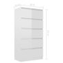 Drawer Sideboard High Gloss White 60x35x121 cm Chipboard Image 5