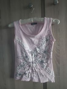 Pink rose top with front decor fits xs s small m