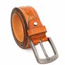 Unisex Genuine Leather Belt Vintage Embossed Design with Antique Buckle Casual & Formal Waist Belt Image 4