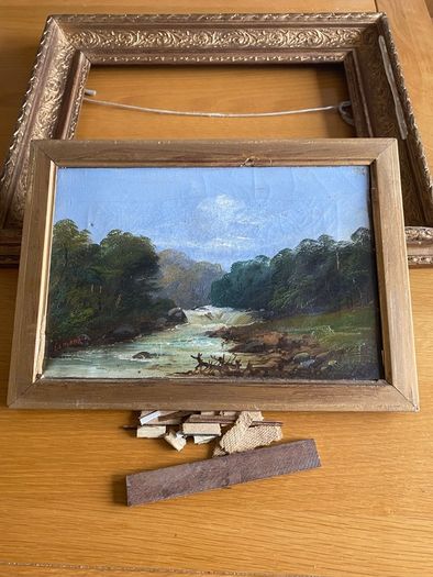Small 19th Century Oil on Canvas in Gilt Frame